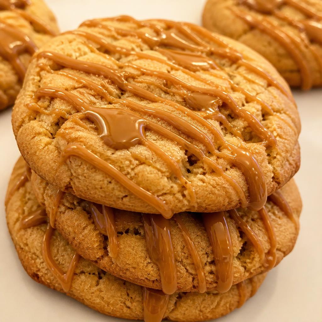 Biscoff cookies with caramel drizzle